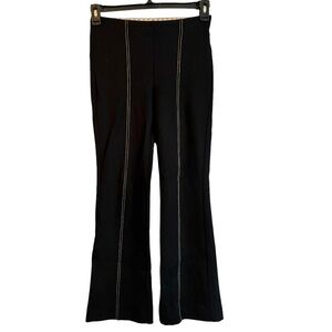 Anthropologie Crop Flare Pants Women’s Sz XS Black with Cream Accent Stitching